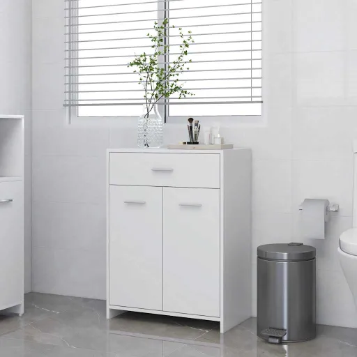 Armario de Baño Madera Contrachapada Blanco 60x33x80 cm