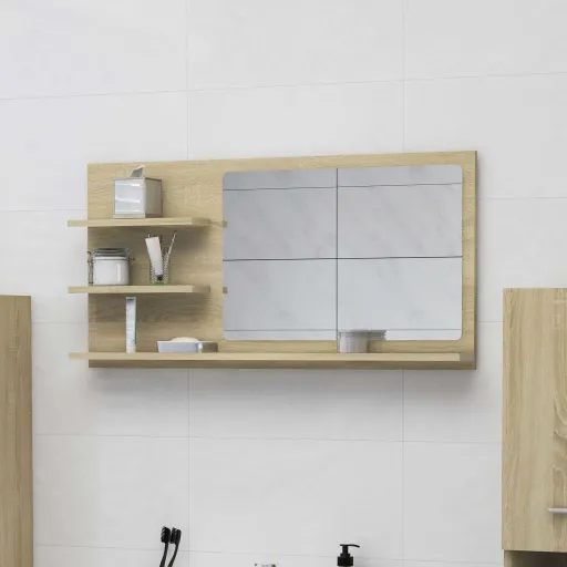 Espejo de Baño Madera Contrachapada Roble Sonoma 90x10,5x45 cm