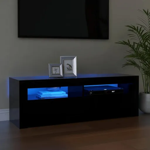 Mueble de TV Con Luces LED Negro 120x35x40 cm