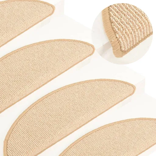 Alfombrillas Para Escaleras 15 Unidades 56x17x3 cm Crema Semicircular