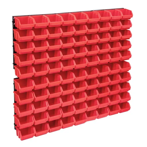 Kit de Cajas de Almacenaje 96 Pzas Paneles de Pared Rojo Negro