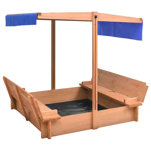 Arenero Con Techo de Madera de Abeto 112x112x112 cm