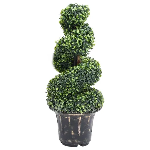 Planta Espiral de Boj Artificial Con Macetero Verde 89 cm