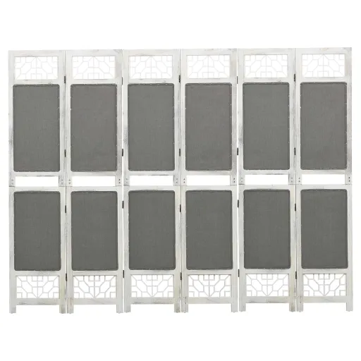 Biombo Divisor de 6 Paneles de Tela Gris 210x165 cm