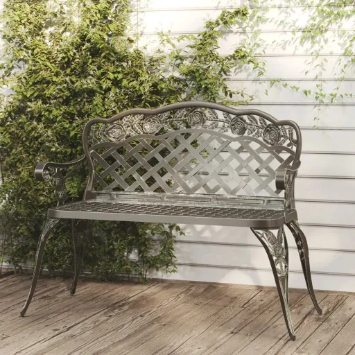 Banco de Jardín de Aluminio Fundido Verde 108 cm
