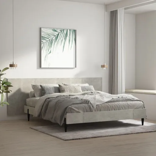 Cabecero Pared Madera Contrachapada Gris Hormigón 240x1,5x80 cm