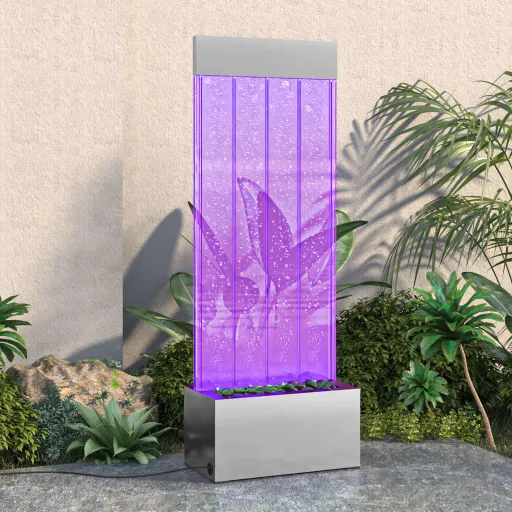 Columna Burbujas LEDs RGB Acero Inoxidable Acrílico 110 cm