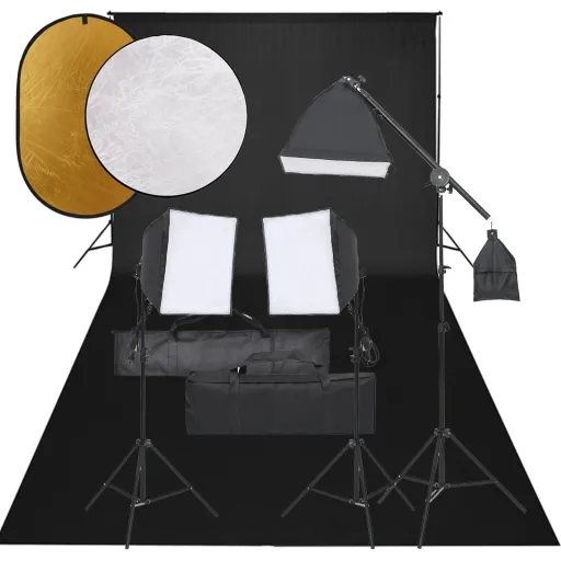 Kit de Estudio Fotográfico Con Set de Luces, Fondo y Reflector