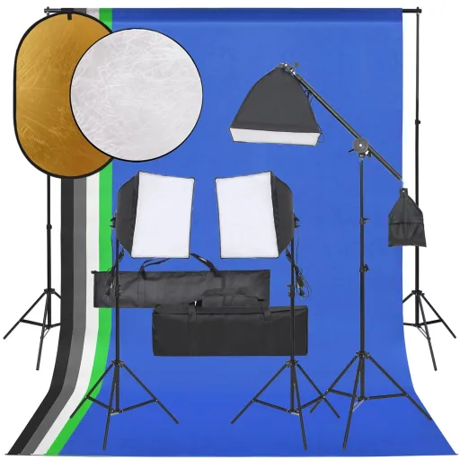 Kit de Estudio Fotográfico Con Set de Luces, Fondo y Reflector