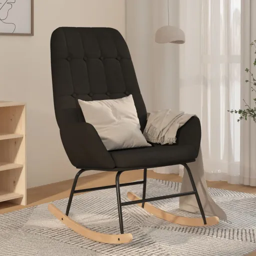 Silla Mecedora de Tela Negra