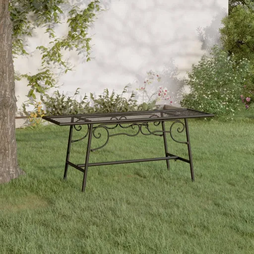 Banco de Jardín de Acero Negro 110 cm