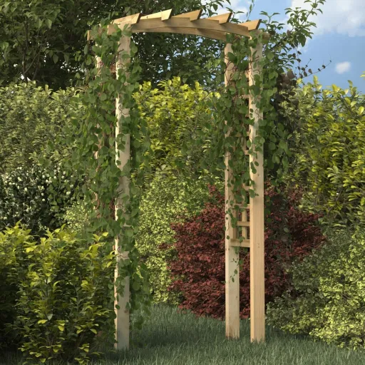 Arco Con Enrejado Madera Maciza de Pino Impregnada 110x60x210cm