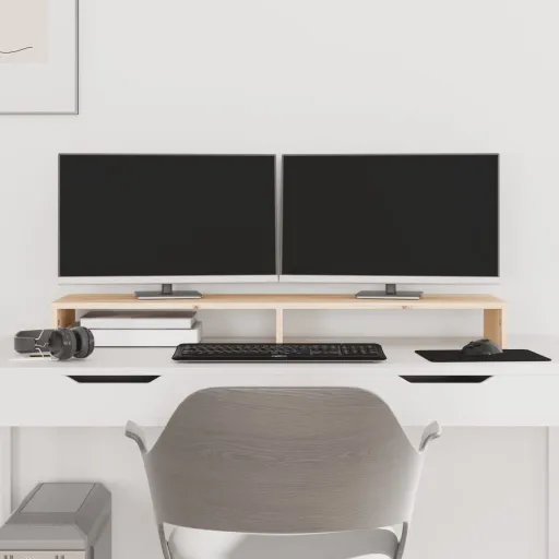 Soporte Para Monitor Madera Maciza de Pino 100x27x10 cm