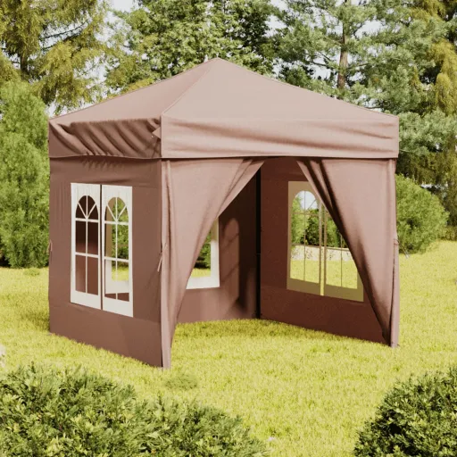 Carpa de Fiesta Plegable Con Paredes Laterales Gris Taupe 2x2 m