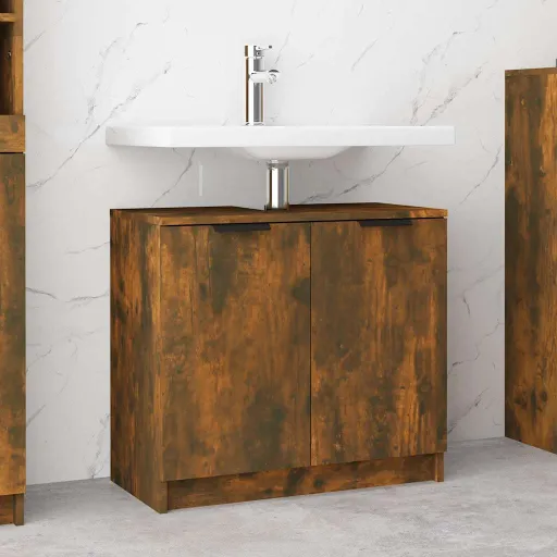 Armario Baño Madera Contrachapada Roble Ahumado 64,5x33,5x59 cm