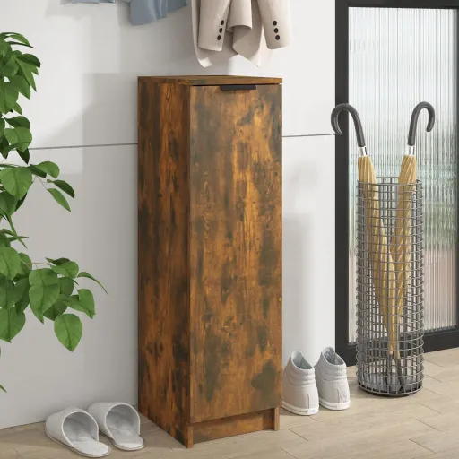 Mueble Zapatero Madera Contrachapada Roble Ahumado 30x35x100 cm