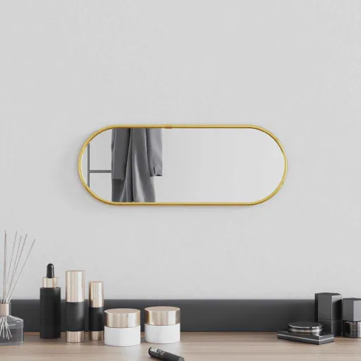 Espejo de Pared Ovalado Dorado 40x15 cm