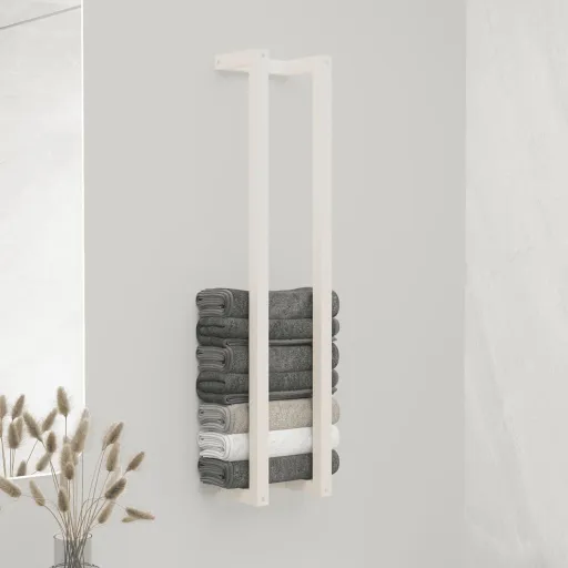 Toallero de Madera Maciza de Pino Blanco 23x18x110 cm