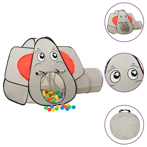Tienda de Juegos Diseño de Elefante 250 Bolas Gris 174x86x101cm