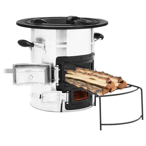 Cocina Leña Camping Acero Inoxidable Plateado 51,5x35x30,5 cm