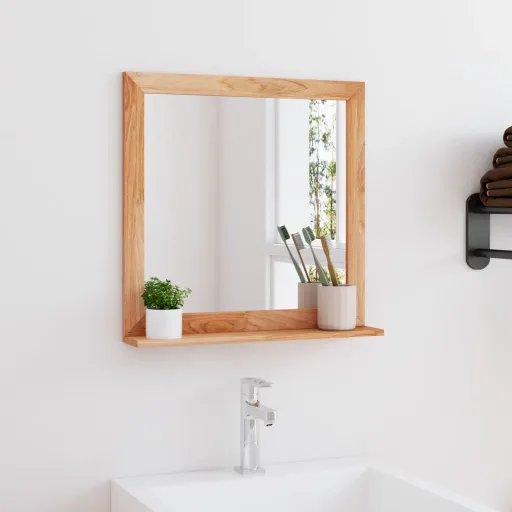 Espejo de Pared Madera Maciza Nogal 55x55 cm