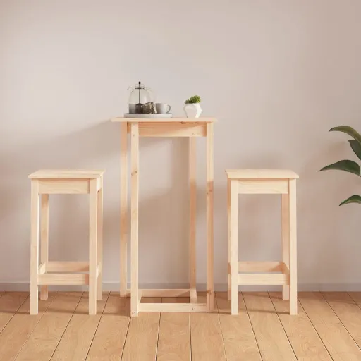 Set de Bar 3 Piezas Madera Maciza de Pino