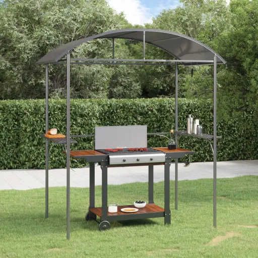 Cenador Barbacoa Estante Lateral Acero Antracita 220x115x230 cm
