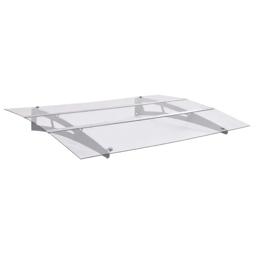 Marquesina Para Puerta PC Plata y Transparente 150x90 cm PET