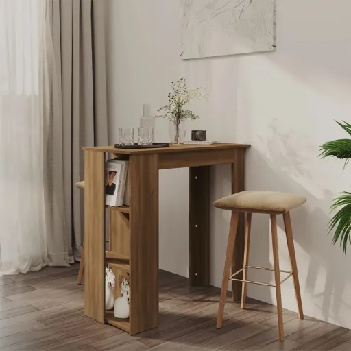 Mesa Alta Con Estante Marrón Roble 102x50x103,5 cm