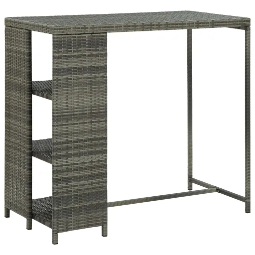 Mesa Bar Estante Almacenaje 120x60x110cm Ratán Sintético Gris
