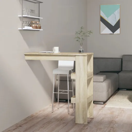 Mesa de Bar de Pared Contrachapada Roble Sonoma 102x45x103,5cm