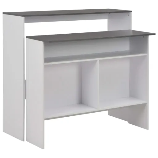 Mesa de Bar Con 2 Tableros Blanco y Gris 130x40x120 cm