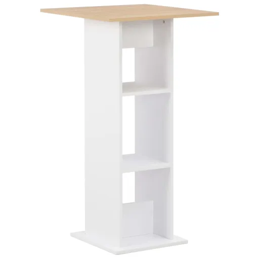 Mesa Alta de Bar Blanco y Roble Sonoma 60x60x110 cm