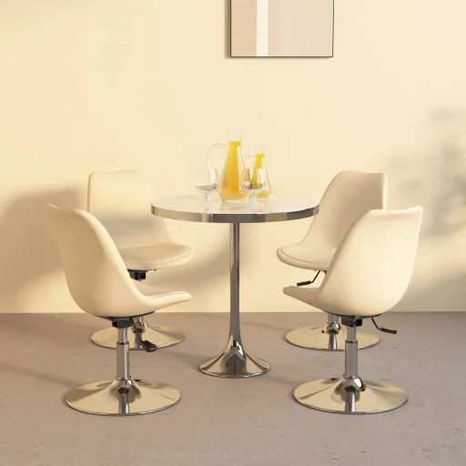 Sillas de Comedor Giratorias 4 Unidades Tela Crema