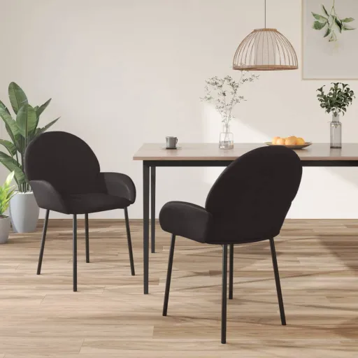 Sillas de Comedor 2 Unidades Cuero Sintético Negro