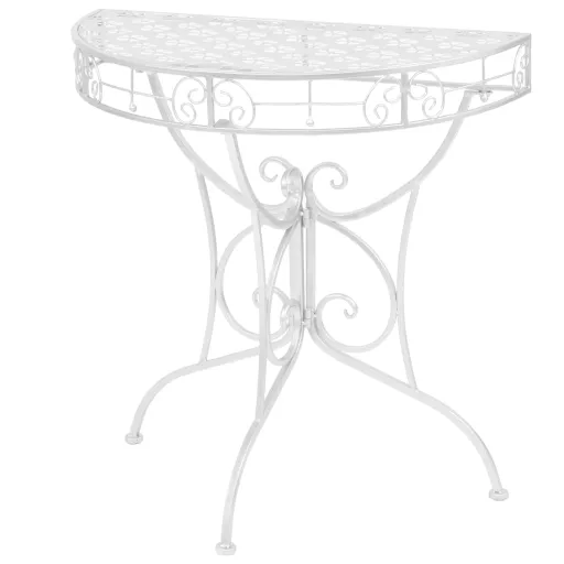 Mesa Auxiliar Vintage Metal Semicircular 72x36x74 cm Plateada