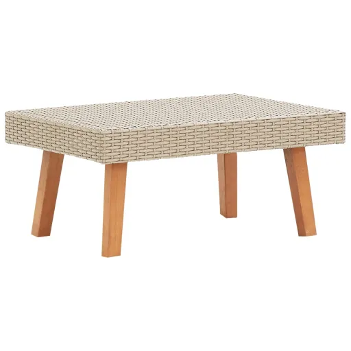 Mesa de Centro de Jardín Ratán Sintético Beige