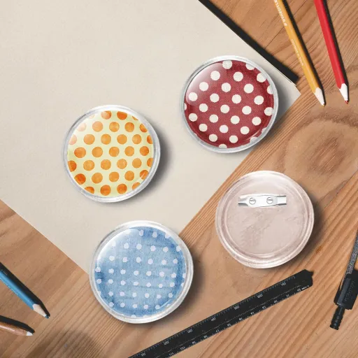 Kit de Chapas Con Alfiler 100 Juegos Acrílico 44 mm