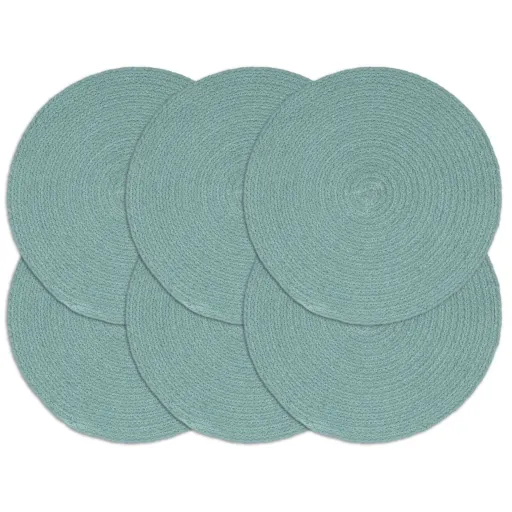 Manteles Individuales Redondos 6 Uds Algodón Verde Liso 38 cm