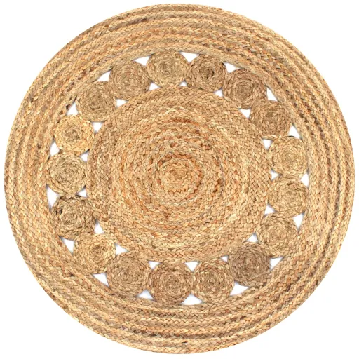 Alfombra Redonda Con Diseño Yute Trenzado 90 cm