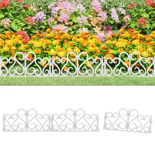 Borduras de Jardín 17 Unidades PP Blanco 10 m