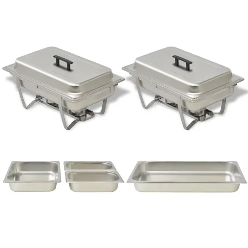 Set Calentador de Comida Para Buffet 2 Piezas Acero Inoxidable