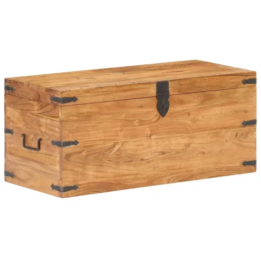 Baúl de Madera Maciza de Acacia 90x40x40 cm