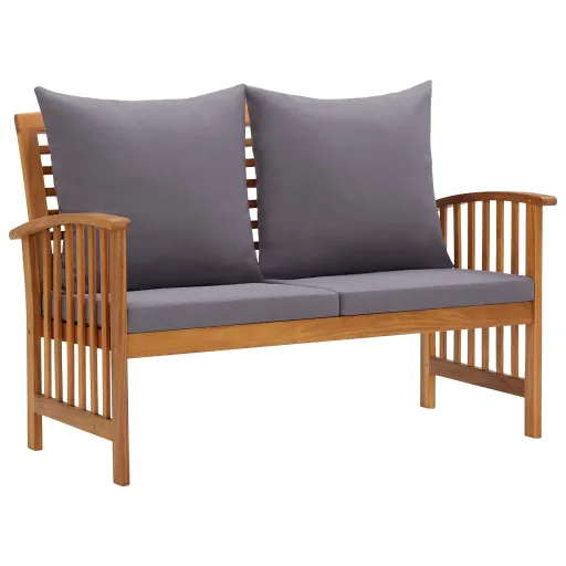 Banco de Jardín Con Cojines 119 cm Madera Maciza de Acacia
