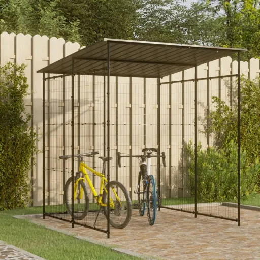 Cobertizo Para Bicicletas Acero Negro 190x190x222 cm