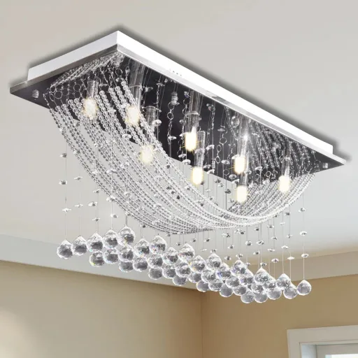 Lámpara de Techo Con Lágrimas de Cristal 8 x G9 29 cm