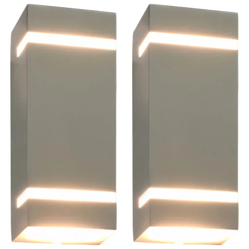 Lámparas de Pared de Exterior 2 Uds 35 W Plateado Semicircular
