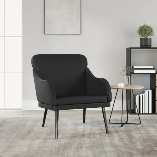 Sillón de Cuero Sintético Negro 63x76x80 cm