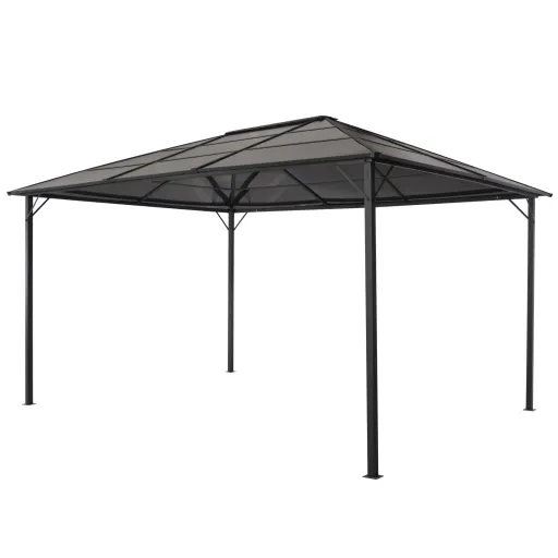 Cenador Con Tejado Aluminio 4x3x2,6 m Negro
