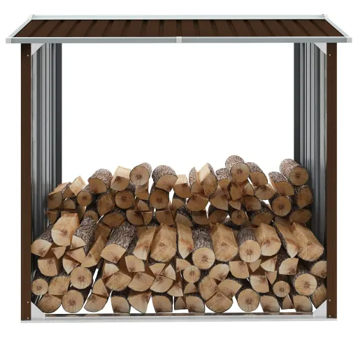 Caseta Jardín Para Leña Acero Galvanizado Marrón 172x91x154 cm